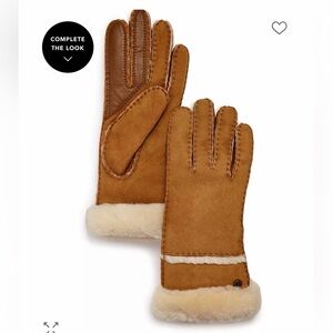 UGG Sheepskin Seamed Tech Tan Shearling Lined Gloves